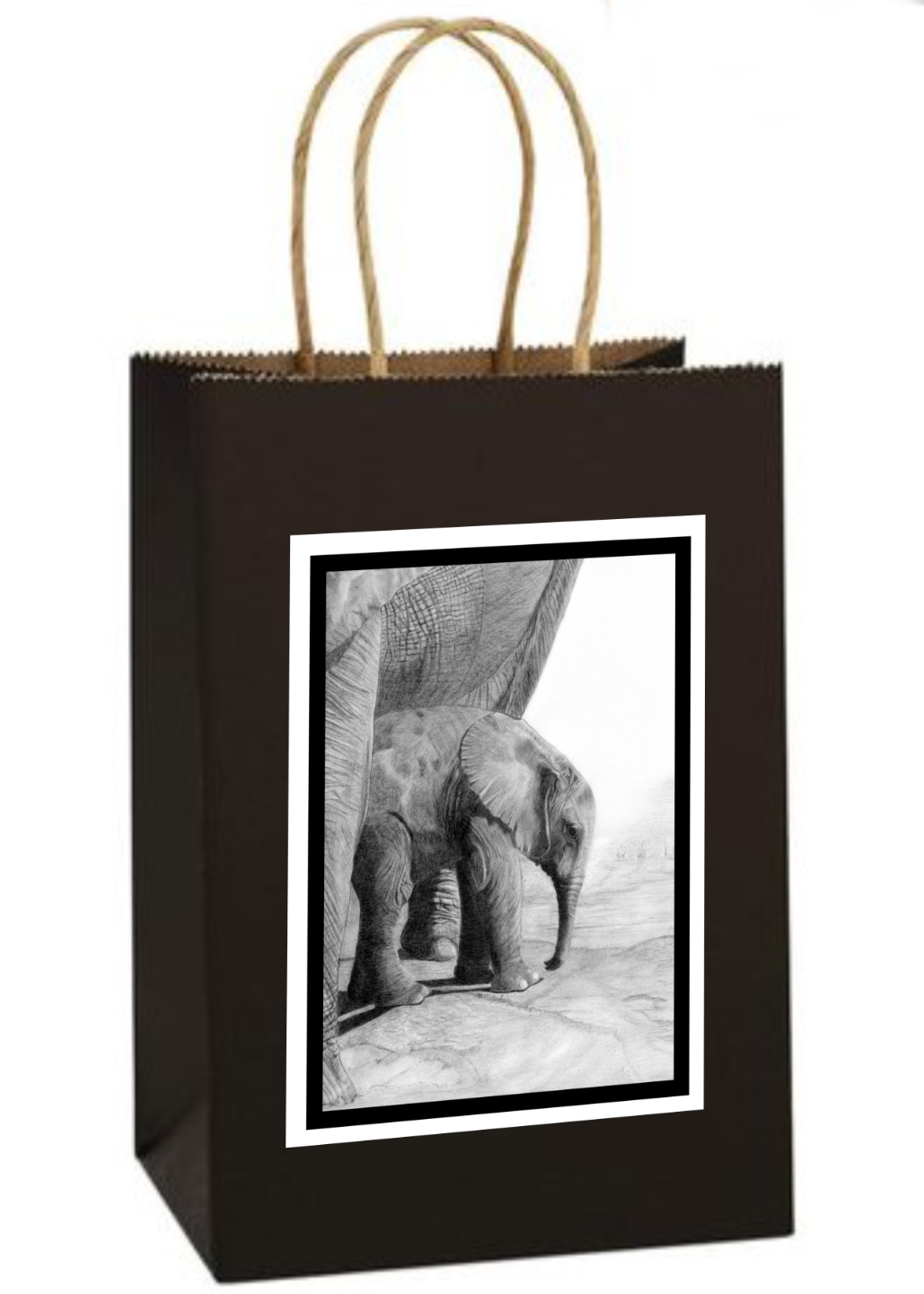 Unique Art Gift Bags featuring wildlife pencil drawings by Clare Van Daele