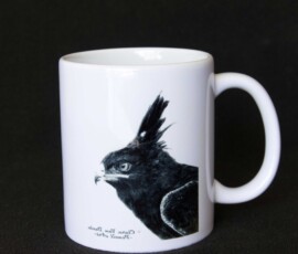 Original wildlife art and custom mug examples by artist Clare Van Daele