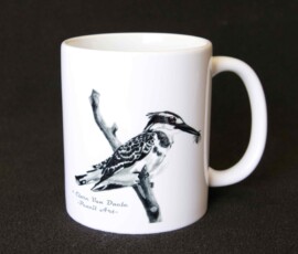 Original wildlife art and custom mug examples by artist Clare Van Daele