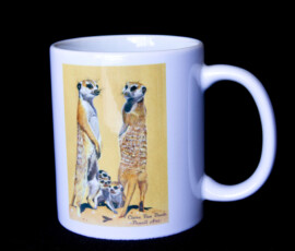 Original wildlife art and custom mug examples by artist Clare Van Daele
