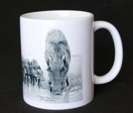 Original wildlife art and custom mug examples by artist Clare Van Daele